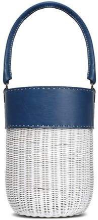 Lucie Leather-paneled Wicker Bucket Bag