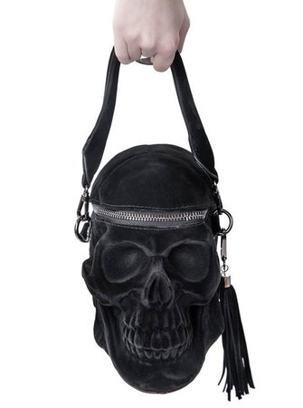 Killstar Grave Digger Skull Handbag | Black Velvet Skull Purse - Inked Shop