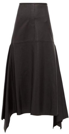 Riccardo Panelled Leather Midi Skirt - Womens - Black