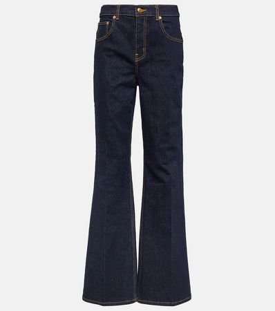 High Rise Bootcut Jeans in Blue - Tory Burch | Mytheresa