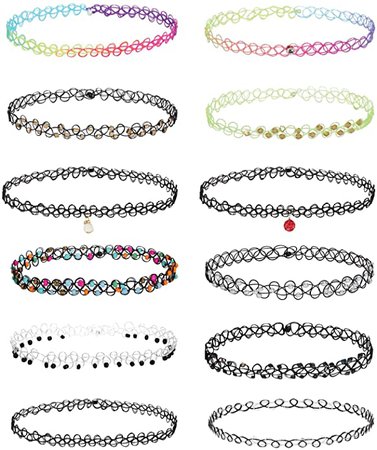 Amazon.com: BodyJ4You 12PC Choker Necklace Set Colorful Charms Stretch Elastic Jewelry Women Girl Kids Gift Pack: Jewelry
