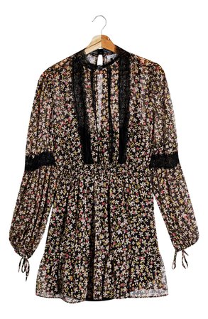 Topshop Floral Lace Trim Long Sleeve Dress | Nordstrom