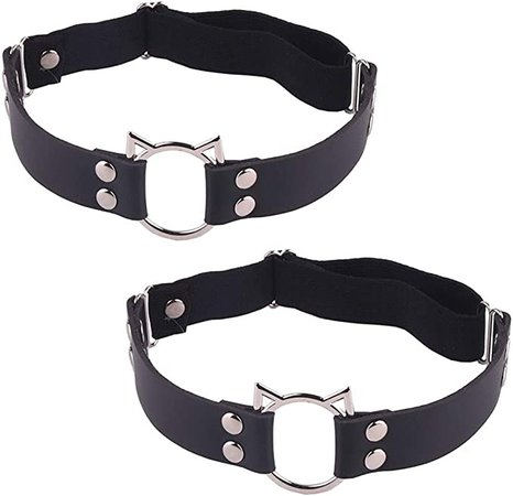 Amazon.com: Adjustable Elastice 2 Rows Leather Leg Harness Garter Belt Punk Gothic Thigh Ring Garter (2 Pcs Black Cat) : Clothing, Shoes & Jewelry