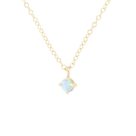Slumberous Light Necklace, Opal Solitaire