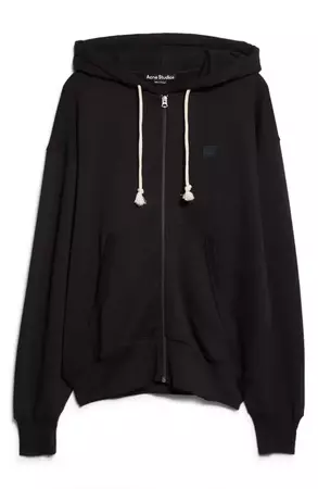 Acne Studios Fiah Face Patch Organic Cotton Zip Hoodie | Nordstrom