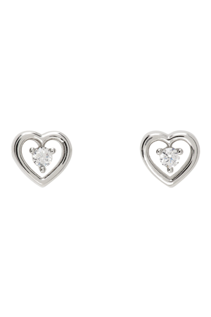 NUMBERING Silver #3216 Round Brilliant Heart Earrings