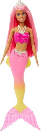 Barbie Dreamtopia Mermaid Doll (Pink Hair) with Pink & Yellow Ombre Mermaid Tail and Tiara, Toy for Kids Ages 3 Years Old and Up : Toys & Games