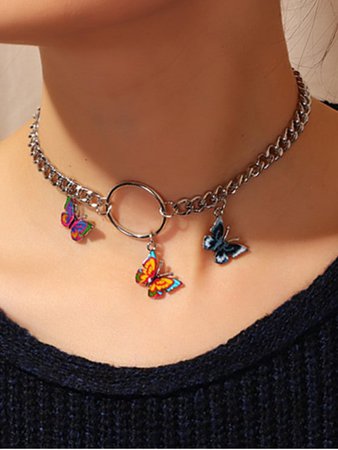 [28% OFF] [HOT] 2020 Chain 3D Butterfly Necklace In SILVER | ZAFUL