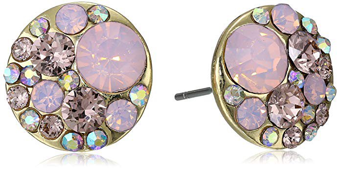 Betsey Johnson Happy Pretty Pin Faceted Bead Round Stud Earrings: Jewelry
