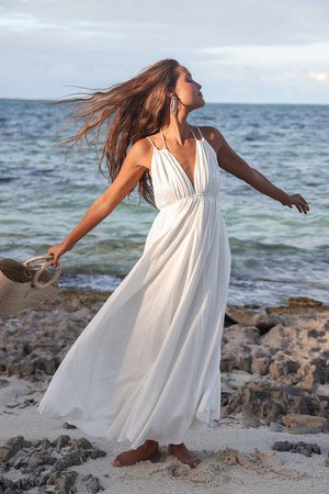 White Sundress - Strappy Dress - Backless Dress - Midi Dress - Lulus