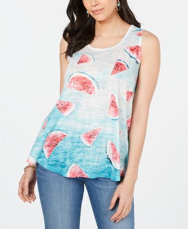 Style & Co Graphic-Print Swing Tank Top, Created for Macy's & Reviews - Tops - Women - Macy's