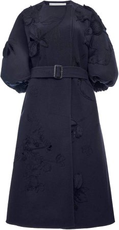 Valentino Puffed-Sleeve Wool Coat
