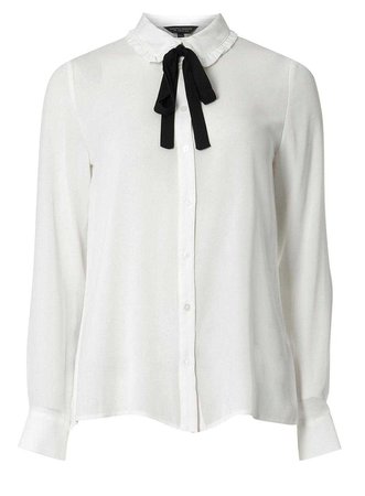 Ivory Frilled Bow Tie Shirt - View All Clothing - Clothing - Dorothy Perkins Europe