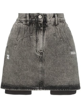 Off-White High-waisted acid wash denim skirt - Shop Online - Fast Global Shipping, Price