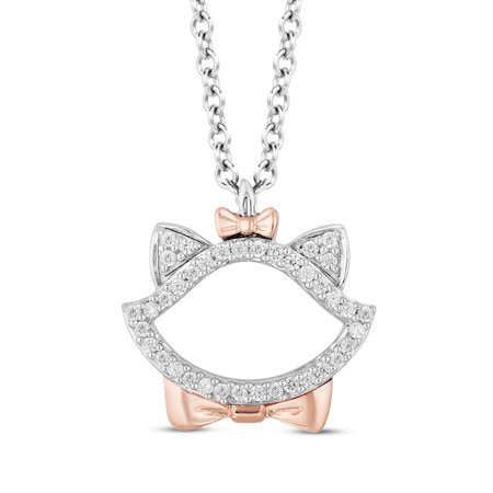 Disney Treasures Aristocats Diamond Necklace 1/10 ct tw Sterling Silver/10K Rose Gold | Womens Necklaces | Necklaces | Kay