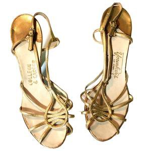 Glam Gold Strappy Leather High Heel Dancing Shoes circa 1950s – Dorothea's Closet Vintage