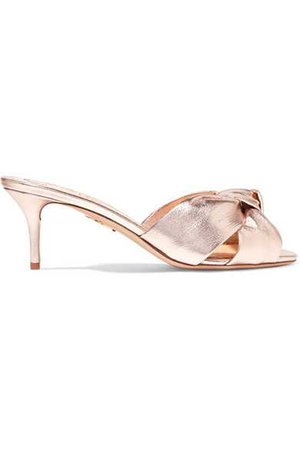 Charlotte Olympia | Lola knotted metallic textured-leather mules | NET-A-PORTER.COM