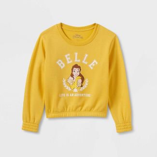 Girls' Disney Princess Belle Dreamy Fleece Pullover - Yellow : Target
