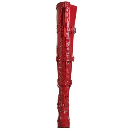 Rojo Charol ELE3028/R PLEASER Largas Botas Altas para Hombres Tallas Grandes Botas Altas para Hombres travestido Botas
