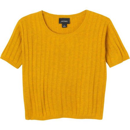Yellow V Neck Crop Sweater