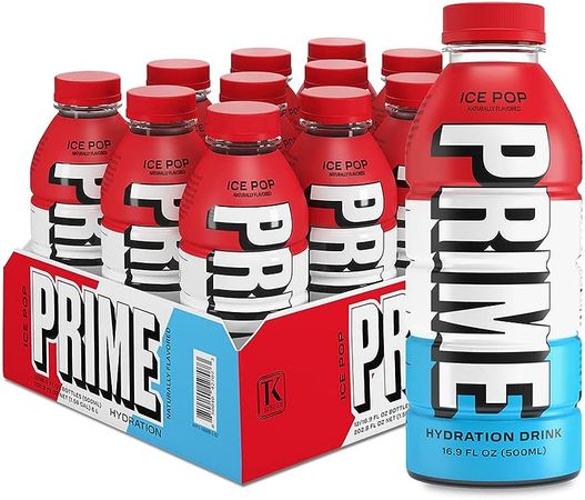 Amazon.com : Prime Hydration Drink Sports Beverage "ICE POP," Naturally Flavored, Caffeine Free, 10% Coconut Water, 250mg BCAAs, B Vitamins, Antioxidants, 834mg Electrolytes, Only 20 Calories per 16.9 Fl Oz Bottle (Pack of 12) : Grocery & Gourmet Food