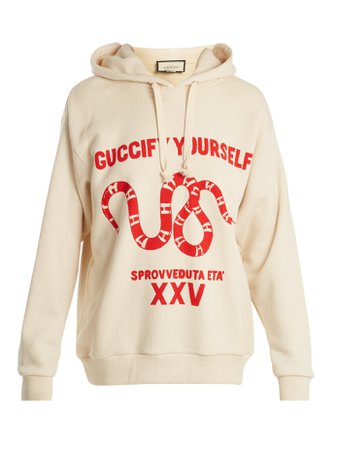 Snake-print cotton-jersey hooded sweatshirt | Gucci | MATCHESFASHION.COM UK