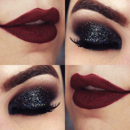 dramatic black smokey eye with red lipstick - Google Search