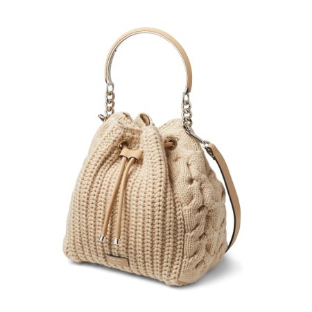 Barley Woven Knitwear Wool Bucket Bag | BON BON BUCKET | Winter 2021 Collection | JIMMY CHOO