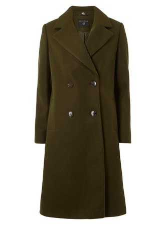 Khaki Double Breasted Coat - Jackets & Coats - Clothing - Dorothy Perkins United States