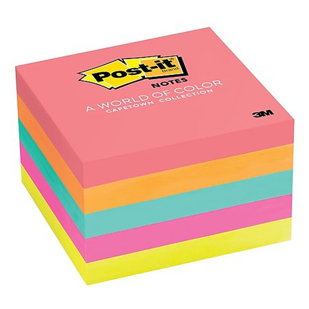 Post-it® Notes, Cape Town Collection, 3" x 3", 5 Pads/Pack (654-5PK) | Staples