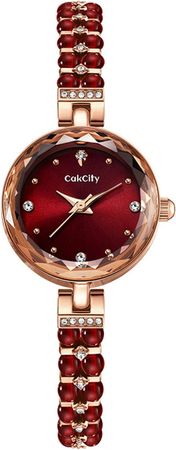 Amazon.com: CakCity Ladies Watches for Women Watch Bracelet Ladies Wrist Watch Elegant Dress Quartz Wrist Watch Vintage Red Watch for Women Mini Small Face Watch with Gift Box,23mm : Clothing, Shoes & Jewelry