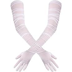 Women's Super Long Gloves, 1920s Sexy Sheer Gloves Elegant Long Opera Gloves Mesh Tulle Gloves Dance Gloves for Costume Party Halloween Evening (white) : Amazon.ca: Clothing, Shoes & Accessories