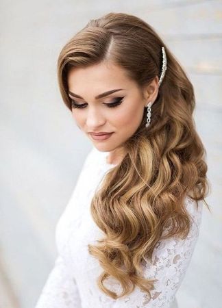 long curly hair swept to the side for women hairstyle - Google Search
