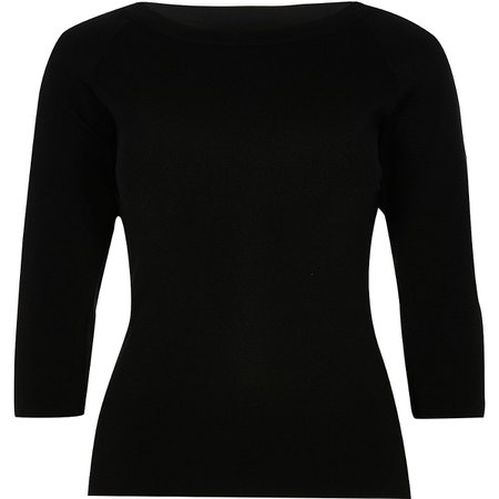 Black cross back knitted top | River Island