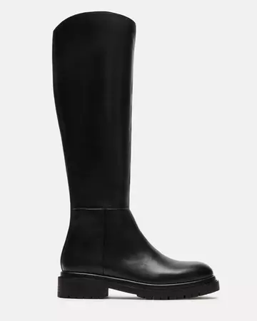 RAPHAELLA Black Leather Knee High Boot | Women's Boots – Steve Madden