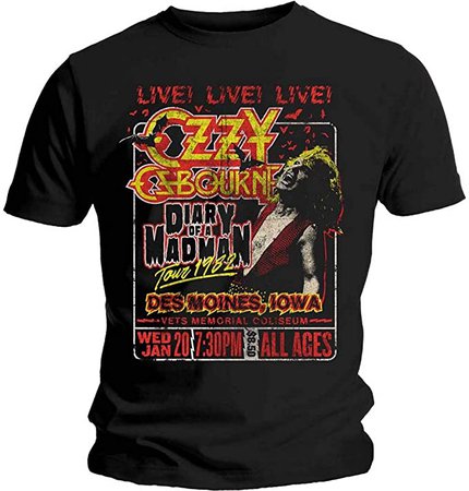 Ozzy Osbourne 'Diary of a Madman Tour' (Black) T-Shirt | Amazon.com