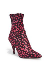 Hot Pink Leopard Leather Ankle Boots for Women | Women's Fashion | Lookastic.com