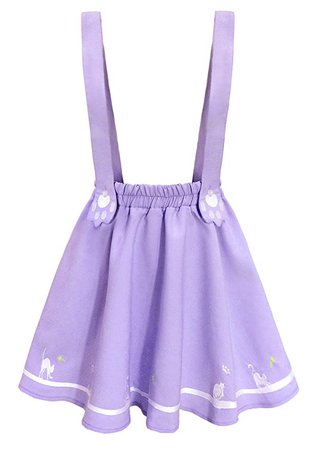 Futurino Women's Sweet Cat Paw Embroidery Pleated Mini Skirt with 2 Suspender at Amazon Women’s Clothing store: