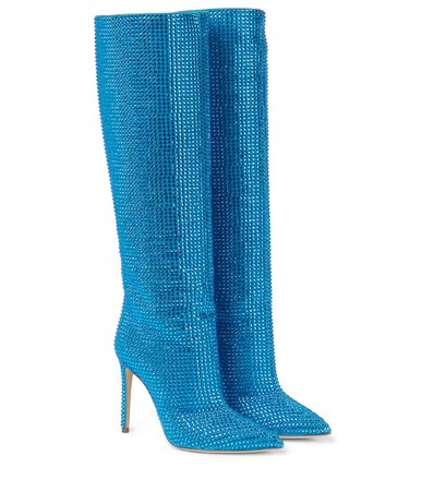 Paris Texas - Holly embellished suede knee-high boots | Mytheresa