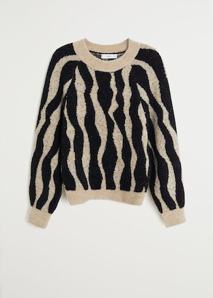 Jacquard sweater - Women | Mango USA black cream