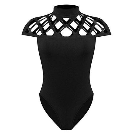 Amazon.com: kaifongfu Womens Jumpsuit, Bodycon Caged Sleeves Jumpsuit Bodysuit Tops Women's Cutout Jumpsuit Choker High Neck Top: Clothing