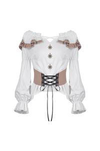 Dark in Love Steampunk Airmid White Off the Shoulder Corset Top | Kate's Clothing