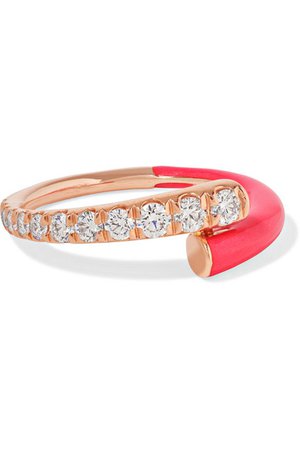 MELISSA KAYELola 18-karat rose gold, diamond and enamel ring