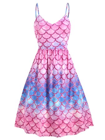 [37% OFF] Plus Size Scale Print Side Pocket Cami Mermaid Dress | Rosegal
