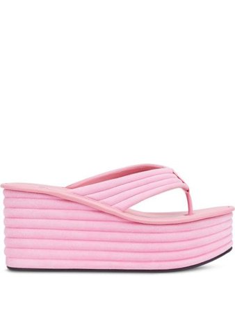 Pink Fendi Promenade flatform flip-flops - Farfetch
