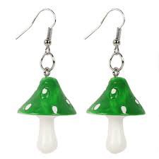 green mushroom earrings