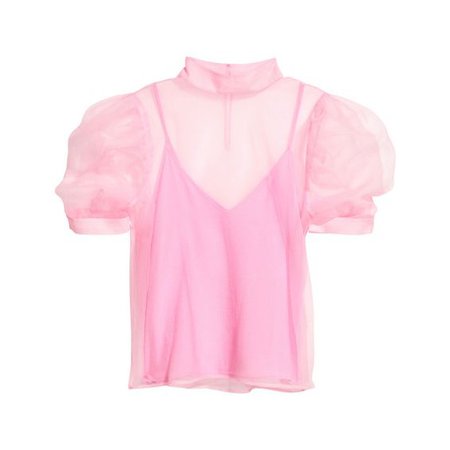 sheer pink blouse
