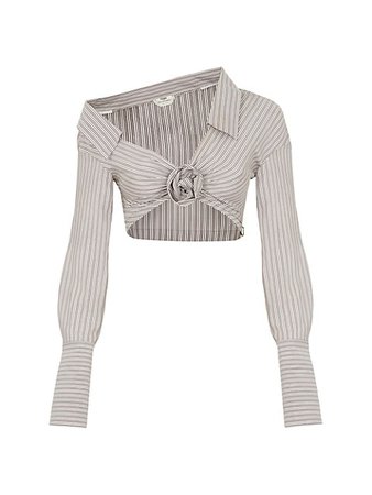 Shop Fendi Striped Silk Crop Top | Saks Fifth Avenue