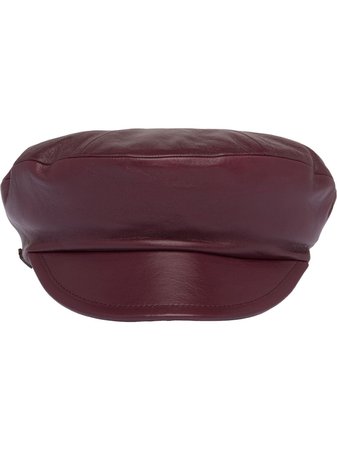 Shop red Miu Miu leather baker boy cap with Express Delivery - Farfetch