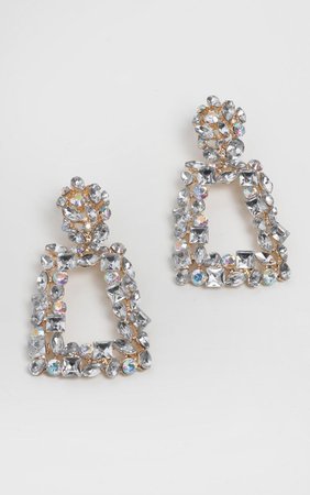 Gold Crystal Door Knocker Earrings | PrettyLittleThing